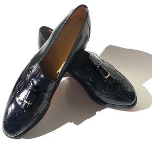 Johnston & Murphy Mens Leather, Black Kiltie Tassel Loafers 10C New, Orig. Box